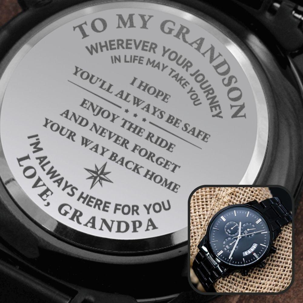 Buy To My Grandson Never Forget Love You Engraved Pocket Watch Time Machine  Personalized Quotes Birthday Anniversary Black Online in India - Etsy